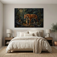 Majestic Tiger in Lush Jungle Realistic Canvas Print Wall Art, Nature-Inspired Decor - Mockup Display 7
