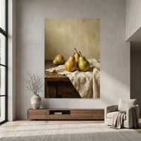 Rustic Pear Still Life Oil Painting Style Canvas Print Wall Art Kitchen Decor - Mockup Display 7