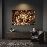 Whimsical Chef Dogs Cooking Kitchen Oil Painting Style Canvas Print Wall Art Decor - Mockup Display 7