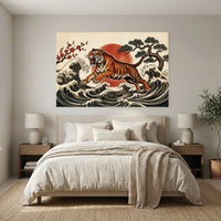 Japanese Ukiyo-e Tiger Art Print Canvas Wall Art, Cultural Statement Piece - Mockup Display 7
