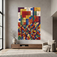 Abstract Geometric Cubist Style Canvas Print Wall Art, Vibrant Modern Decor - Mockup Display 7