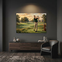 Classic Golfer Oil Painting Style Canvas Print Wall Art for Home Decor - Mockup Display 7