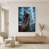 Resilient Eagle American Flag Thunderstorm Canvas Print Wall Art - Bold Statement Piece - Mockup Display 7
