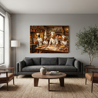 Charming Dog Chefs Oil Painting Style Canvas Print Wall Art for Kitchen Decor - Mockup Display 7
