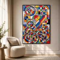 Abstract Geometric Cubist Style Canvas Print Wall Art Modern Dynamic Decor - Mockup Display 7