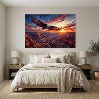 Majestic Bald Eagle Grand Canyon Oil Painting Style Canvas Print Wall Art Sunset - Mockup Display 7