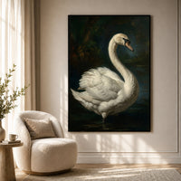 Majestic White Swan Oil Painting Style Canvas Print Wall Art, Elegant Nature Decor - Mockup Display 7