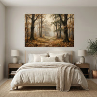 Misty Autumn Forest Path Oil Painting Style Canvas Print Wall Art for Rustic Decor - Mockup Display 7