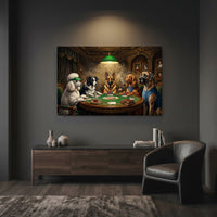Humorous Dogs Playing Poker Oil Painting Style Canvas Print Wall Art Decor - Mockup Display 7