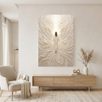 Divine Angelic Figure Textured Canvas Print Wall Art, Ethereal Sanctuary Decor - Mockup Display 7