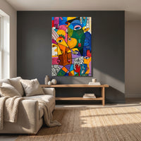 Abstract Faces Canvas Wall Art, Colorful Modern Portrait Print, Gallery Room Decor