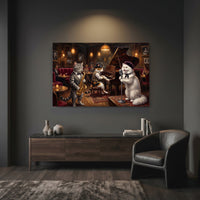 Sophisticated Jazz Cats Oil Painting Style Canvas Print Wall Art for Music Lovers - Mockup Display 7