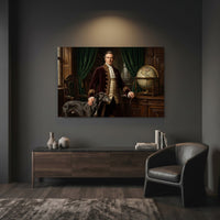 Elegant Gentleman with Greyhound Oil Painting Style Canvas Print Wall Art, Classic Decor - Mockup Display 7