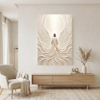 Divine Figure Angelic Wings Textured Canvas Print Wall Art, Spiritual Home Decor - Mockup Display 7