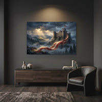 Patriotic Liberty Castle Oil Painting Style Canvas Print Wall Art for Study - Mockup Display 7