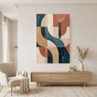 Abstract Geometric Teal Terracotta Canvas Print Wall Art for Modern Decor - Mockup Display 7
