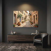 Charming Mediterranean Street Oil Painting Style Canvas Print Wall Art Rustic Decor - Mockup Display 7