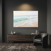 Serene Ocean Wave Impasto Style Canvas Print Wall Art, Coastal Home Decor Accent - Mockup Display 7