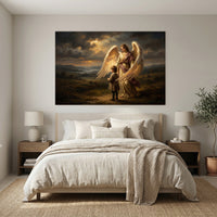 Guardian Angel and Child Religious Oil Painting Style Canvas Print Wall Art - Mockup Display 7