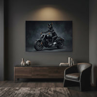 Cool Biker Black Cat Motorcycle Canvas Print Wall Art for Modern Decor - Mockup Display 7