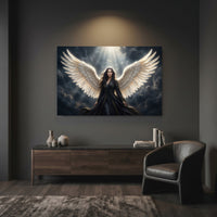 Mystical Angel with Wings Canvas Print Wall Art, Dramatic Celestial Design - Mockup Display 7