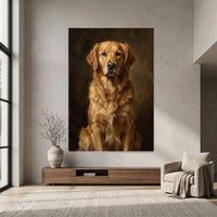 Regal Golden Retriever Oil Painting Style Canvas Print Wall Art, Timeless Home Decor - Mockup Display 7