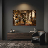 Dapper Cat in Grand Art Gallery Classical Style Canvas Print Wall Art for Museum Decor - Mockup Display 7