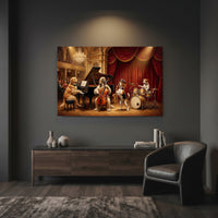 Whimsical Dog Orchestra Oil Painting Style Canvas Print Wall Art, Elegant Decor - Mockup Display 7