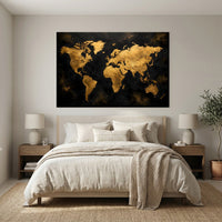 Textured Golden World Map Modern Abstract Canvas Print Wall Art, Elegant Decor - Mockup Display 7