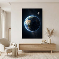 Stunning Earth and Moon Space View Canvas Print Wall Art, Celestial Decor - Mockup Display 7