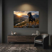 Majestic Rottweiler Dog Sunset Mountain Vista Canvas Print Wall Art - Scenic - Mockup Display 7