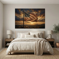 Weathered American Flag Oil Painting Style Canvas Print Wall Art for Rustic Decor - Mockup Display 7