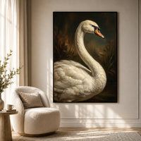 Majestic Swan Oil Painting Style Canvas Print Wall Art for Elegant Decor - Mockup Display 7