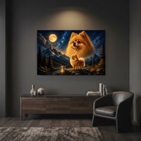 Majestic Pomeranian Dogs Oil Painting Style Canvas Print Wall Art, Serene Landscape - Mockup Display 7
