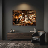 Chef Dogs Cooking Oil Painting Style Canvas Print Wall Art Rustic Kitchen Decor - Mockup Display 7