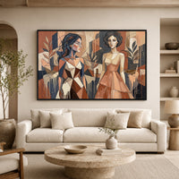 Abstract Cubist Women Figures Modern Canvas Print Wall Art, Elegant Decor - Mockup Display 7