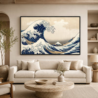Iconic Japanese Great Wave Ukiyo-e Style Canvas Print Wall Art, Timeless Classic - Mockup Display 7