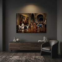 Regal Dogs Museum Visit Oil Painting Style Canvas Print Wall Art for Home - Mockup Display 7