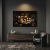 Canine Council Oil Painting Style Canvas Print Wall Art for Study Room - Mockup Display 7