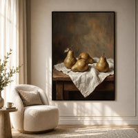 Realistic Pears Still Life Oil Painting Style Canvas Print Wall Art for Kitchen Decor - Mockup Display 7
