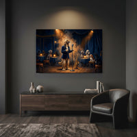 Dapper Dog Jazz Singer Oil Painting Style Canvas Print Wall Art, Elegant Decor - Mockup Display 7
