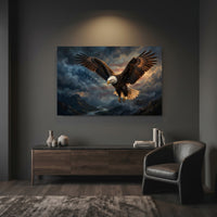 Bald Eagle Canvas Wall Art, Patriotic Wildlife Print, Dramatic Living Room Decor