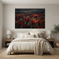Dramatic Red Poppy Field Impasto Style Canvas Print Wall Art, Vibrant Decor - Mockup Display 7