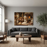 Charming Corgi Baker Oil Painting Style Canvas Print Wall Art for Kitchen Decor - Mockup Display 7