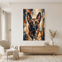German Shepherd Abstract Oil Painting Style Canvas Print Wall Art, Expressive Decor - Mockup Display 7