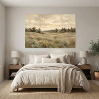 Rustic Field Landscape Oil Painting Style Canvas Print Wall Art for Serene Decor - Mockup Display 7