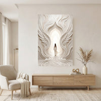 Ethereal Woman in Winged Archway Textured Style Canvas Print Wall Art, Serene Hope - Mockup Display 7
