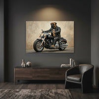 Bullmastiff Biker Dog on Motorcycle Oil Painting Style Canvas Print Wall Art - Mockup Display 7