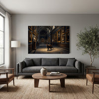 Tortoiseshell Cat in Grand Gallery Oil Painting Style Canvas Print Wall Art, Elegant Decor - Mockup Display 7