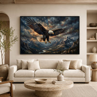 Majestic Bald Eagle Soaring Oil Painting Style Canvas Print Wall Art, Patriotic - Mockup Display 7